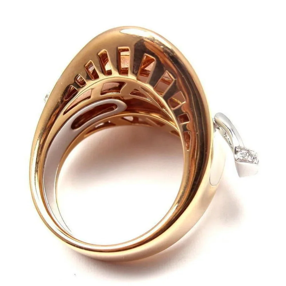 Authentic! Roberto Coin Saddle Stirrup 18k Rose Gold Diamond Enamel Ring​ - Picture 4 of 8